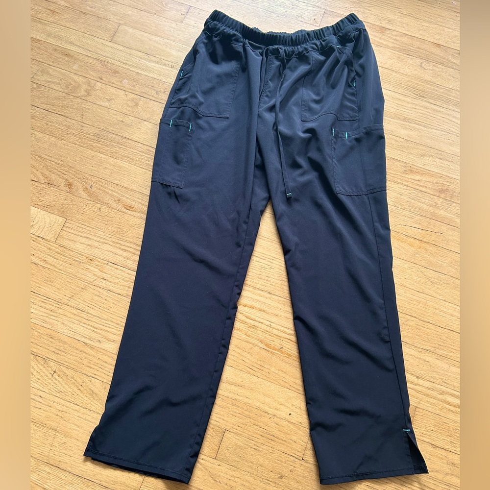 Ladies Drawstring Black Scrub Bottoms